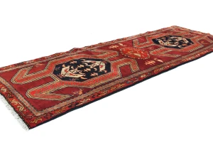 Vintage Purple-navy Tribal 3'6X10'5 Meshkin Persian Runner Rug