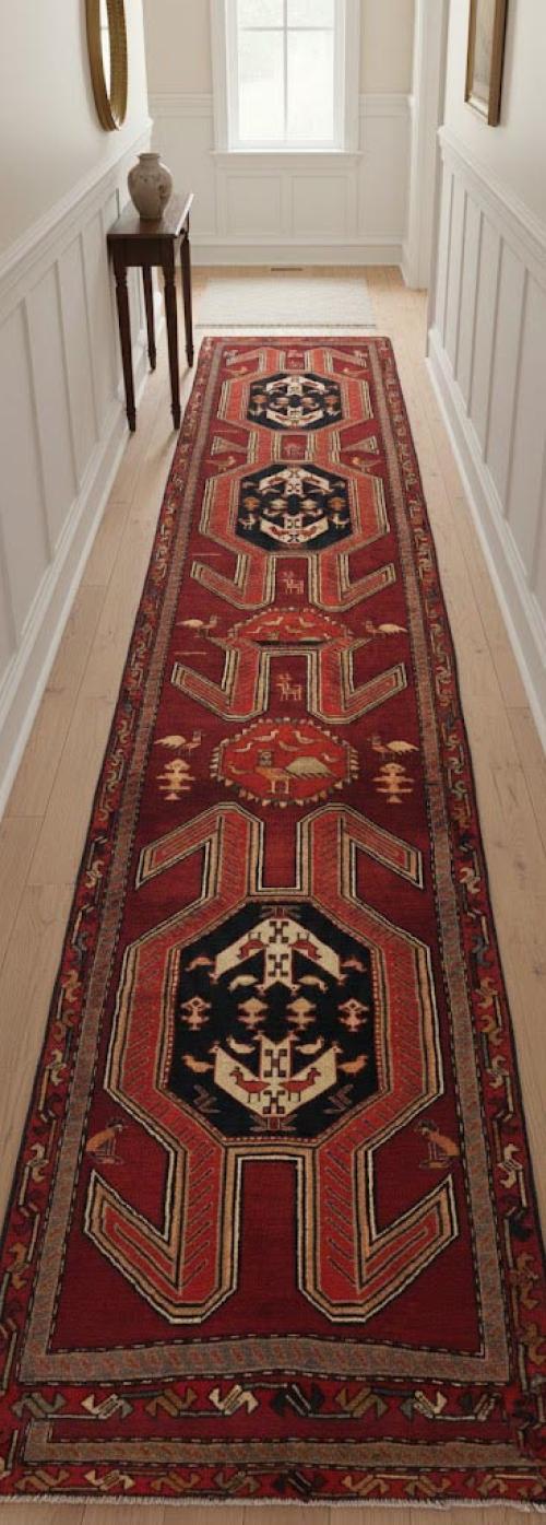 Vintage Purple-navy Tribal 3'6X10'5 Meshkin Persian Runner Rug