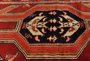 Vintage Purple-navy Tribal 3'6X10'5 Meshkin Persian Runner Rug