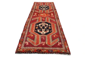 Vintage Purple-navy Tribal 3'6X10'5 Meshkin Persian Runner Rug