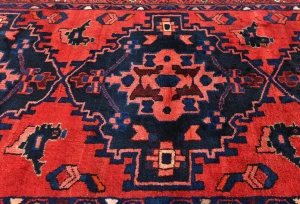 Vintage Red Floral Tribal 3'6X10'2 Hamedan Persian Runner Rug