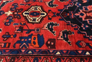 Vintage Red Floral Tribal 3'6X10'2 Hamedan Persian Runner Rug