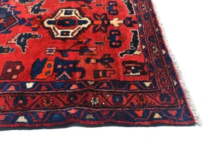 Vintage Red Floral Tribal 3'6X10'2 Hamedan Persian Runner Rug