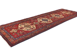 Vintage Red Tribal 3'5X10 Heriz Persian Runner Rug