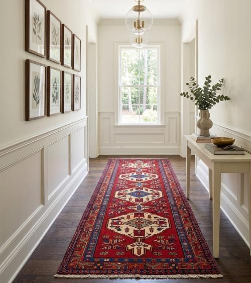 Vintage Red Tribal 3'5X10 Heriz Persian Runner Rug