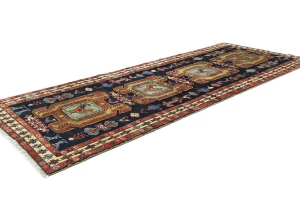 Vintage Plum Pictorial Tribal 4X10'4 Meshkin Persian Runner Rug