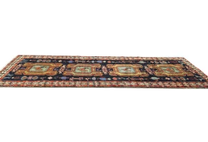 Vintage Plum Pictorial Tribal 4X10'4 Meshkin Persian Runner Rug
