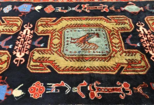 Vintage Plum Pictorial Tribal 4X10'4 Meshkin Persian Runner Rug