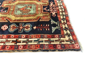 Vintage Plum Pictorial Tribal 4X10'4 Meshkin Persian Runner Rug