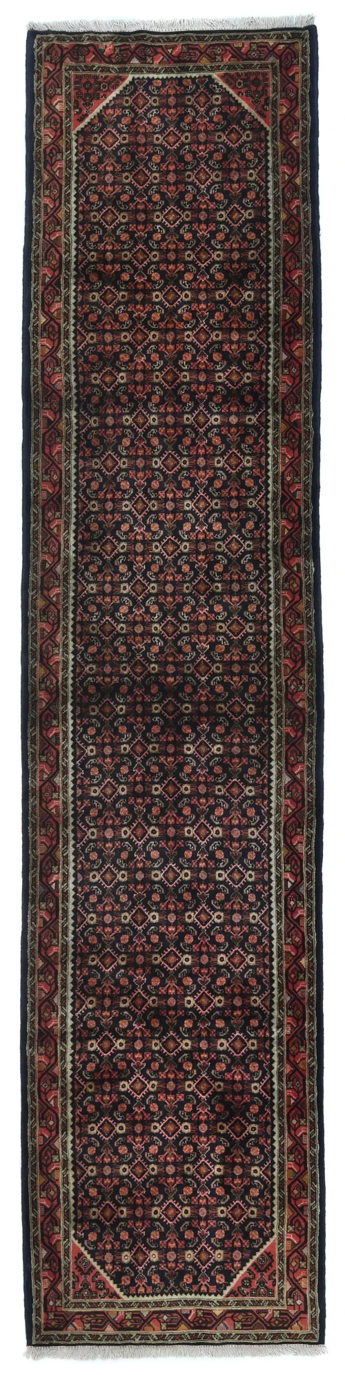 Vintage Purple-navy Allover Tribal 3X12 Hamedan Persian Runner Rug