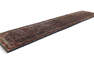 Vintage Purple-navy Allover Tribal 3X12 Hamedan Persian Runner Rug