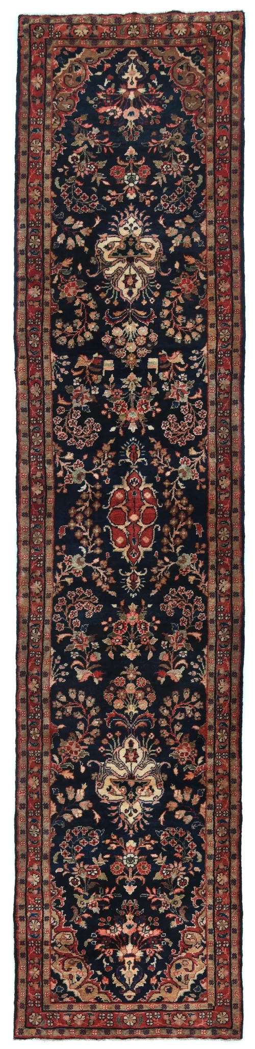 Vintage Purple-navy Tribal 3X15 Hamedan Persian Runner Rug