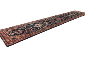 Vintage Purple-navy Tribal 3X15 Hamedan Persian Runner Rug