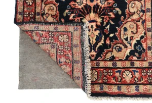 Vintage Navy Blue Floral Tribal 3X15 Hamedan Persian Runner Rug
