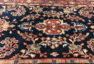 Vintage Navy Blue Floral Tribal 3X15 Hamedan Persian Runner Rug