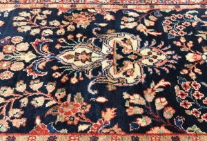 Vintage Navy Blue Floral Tribal 3X15 Hamedan Persian Runner Rug
