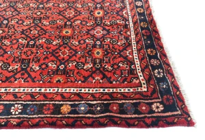 Vintage Red Floral Tribal 3X13 Hamedan Persian Runner Rug