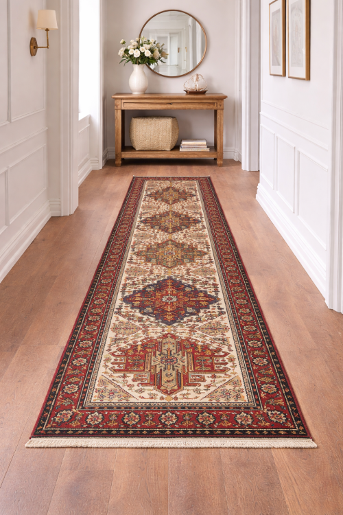 Vintage Cream Traditional 3X12 Tabriz Persian Runner Rug