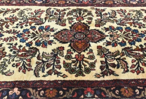 Vintage Cream Floral Tribal 3X17 Hamedan Persian Runner Rug