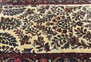 Vintage Cream Floral Tribal 3X17 Hamedan Persian Runner Rug
