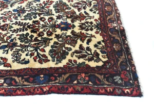 Vintage Cream Floral Tribal 3X17 Hamedan Persian Runner Rug
