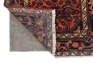 Vintage Coral Red Floral Tribal 3X16 Hamedan Persian Runner Rug
