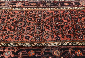 Vintage Coral Red Floral Tribal 3X16 Hamedan Persian Runner Rug