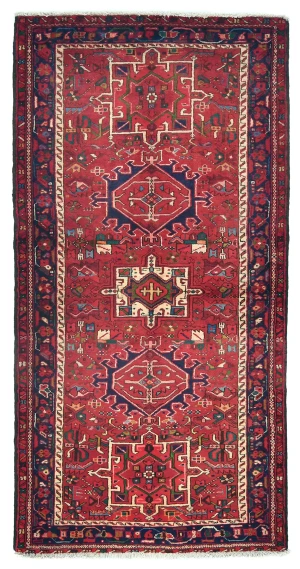 Vintage Red Tribal 4X7 Karajeh Persian Rug