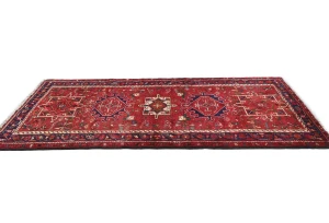 Vintage Red Tribal 4X7 Karajeh Persian Rug