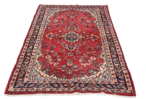 Vintage Red Floral Tribal 3'7X5'6 Hamedan Persian Rug