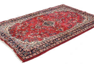 Vintage Red Floral Tribal 3'7X5'6 Hamedan Persian Rug