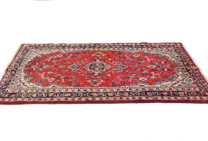 Vintage Red Floral Tribal 3'7X5'6 Hamedan Persian Rug