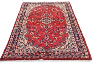 Vintage Red Floral Tribal 3'7X5'6 Hamedan Persian Rug