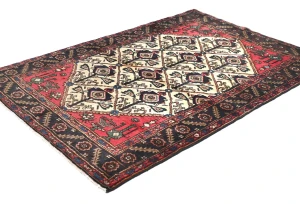 Vintage Cream Floral Tribal 3X5 Hamedan Persian Rug