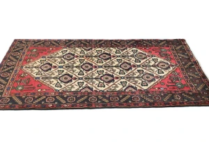 Vintage Cream Floral Tribal 3X5 Hamedan Persian Rug