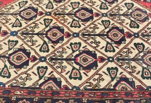 Vintage Cream Floral Tribal 3X5 Hamedan Persian Rug