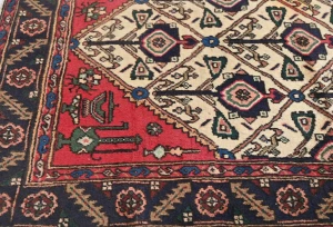 Vintage Cream Floral Tribal 3X5 Hamedan Persian Rug