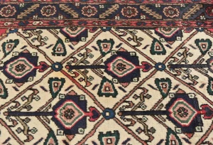 Vintage Cream Floral Tribal 3X5 Hamedan Persian Rug