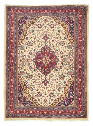 Vintage Cream Floral 3'6X4'7 Sarouk Persian Rug