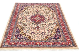 Vintage Cream Floral 3'6X4'7 Sarouk Persian Rug