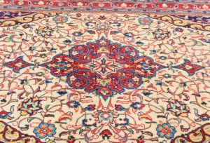 Vintage Cream Floral 3'6X4'7 Sarouk Persian Rug