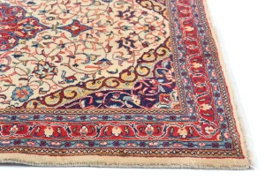 Vintage Cream Floral 3'6X4'7 Sarouk Persian Rug