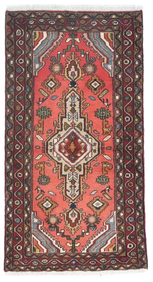 Vintage Bittersweet Red Floral Tribal 3X5 Hamedan Persian Rug