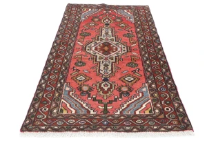 Vintage Bittersweet Red Floral Tribal 3X5 Hamedan Persian Rug