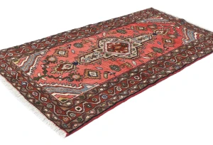 Vintage Bittersweet Red Floral Tribal 3X5 Hamedan Persian Rug