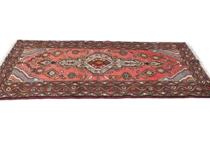 Vintage Bittersweet Red Floral Tribal 3X5 Hamedan Persian Rug