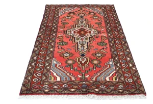 Vintage Bittersweet Red Floral Tribal 3X5 Hamedan Persian Rug