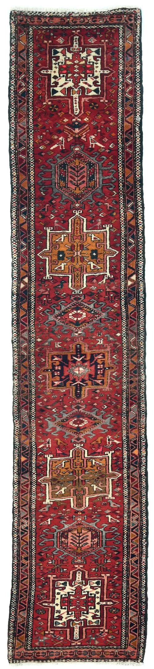 Vintage Red Tribal 2X10 Karajeh Persian Runner Rug