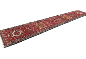 Vintage Red Tribal 2X10 Karajeh Persian Runner Rug