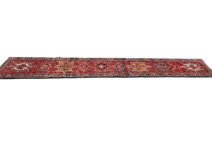 Vintage Red Tribal 2X10 Karajeh Persian Runner Rug